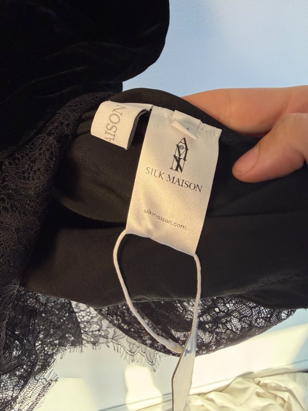 Silk Maison Fancy Lace Silk Velvet Dress in Midnight Black (NWT) - Picture 6 of 8